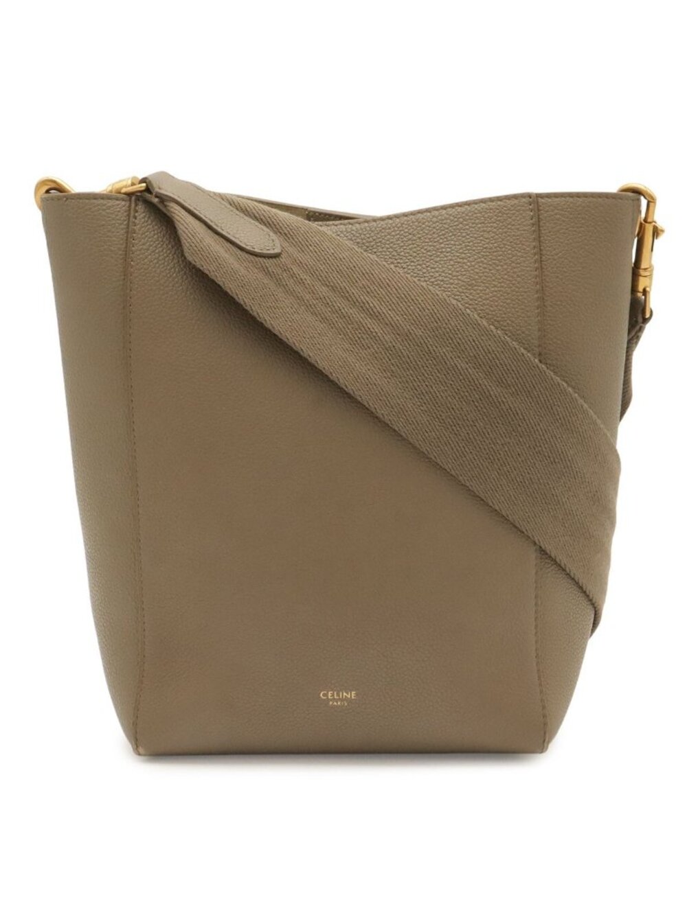 Celine Sangles Bucket Small Shoulder Bag Leather Greige Gold